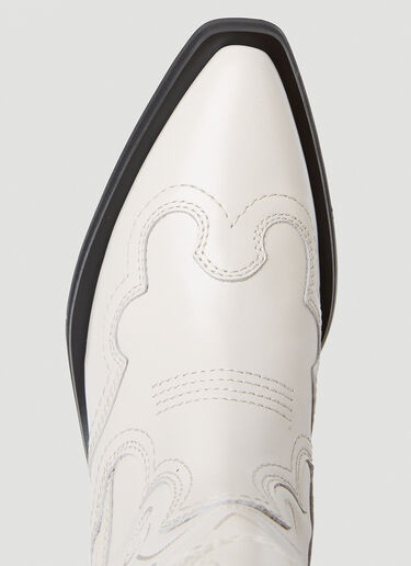 GANNI Embroidered Western Boots White gan0253024