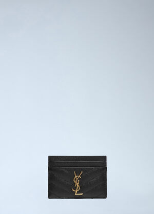 Saint Laurent Monogram Grain de Poudre Matelassé Card Case Black sla0229037