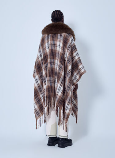 LN-CC® - Moncler Grenoble: Shearling Collar Mohair, Alpaca & Wool Blend Cape - Brown Moncler Grenoble Shearling Collar Mohair, Alpaca & Wool Blend Cape Brown mog0265023