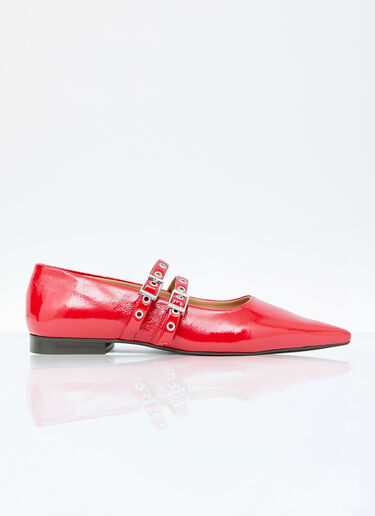 GANNI Eyelets Ballerina Flats Red gan0256035