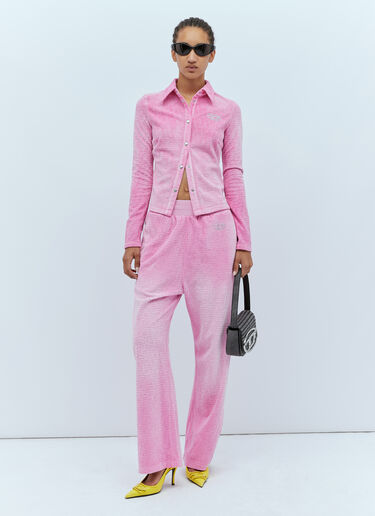 Logo Embossed Velvet Shirt Diesel Logo Embossed Velvet Shirt Pink dsl0253005