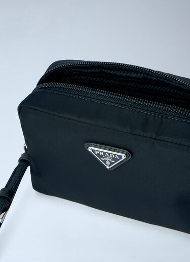 LN-CC® - Prada: Compact Nylon Pouch with Logo Detail - Black Prada Compact Nylon Pouch with Logo Detail Black pra0265011