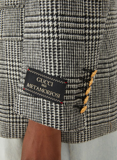 Gucci Double Breasted Houndstooth Blazer Grey guc0251042