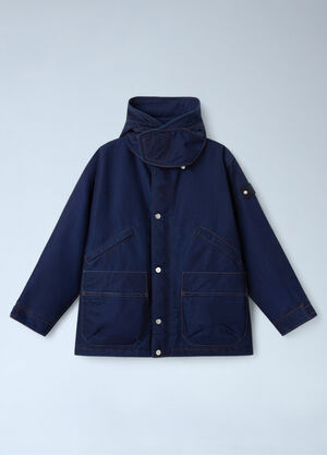 Stone Island Denim Hooded Short Parka Jacket Navy sto0162084