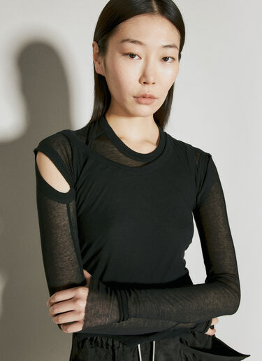 Rick Owens Crop Banana Long Sleeve Top Black ric0255015