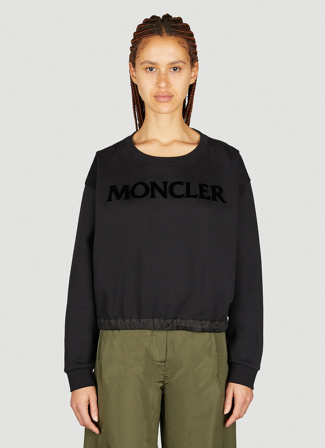 Moncler Women s Embossed Logo Sweatshirt in Black LN CC