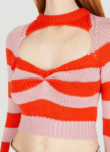 Marni Cut Out Striped Knit Top Pink mni0251011