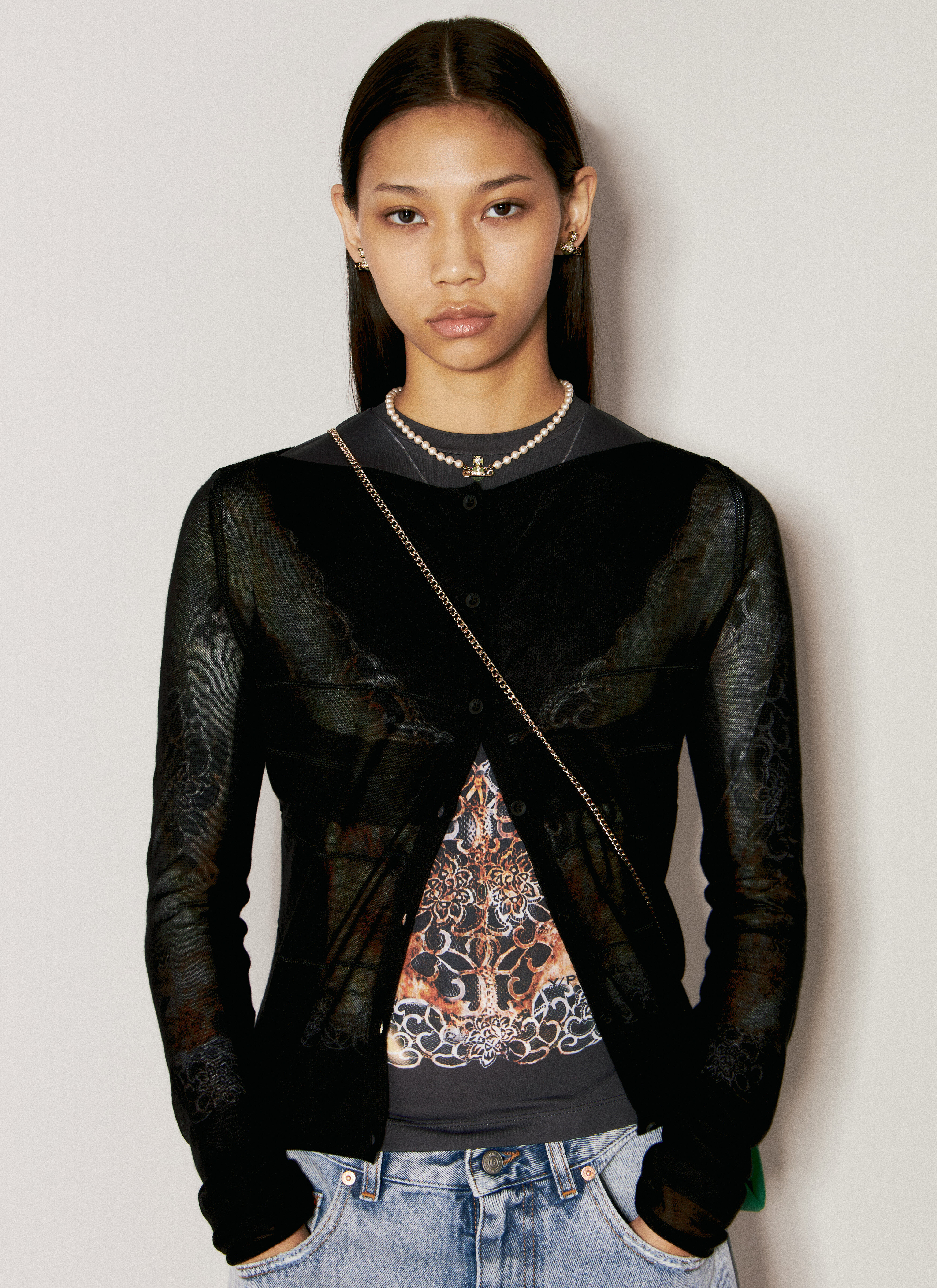 Vivienne Westwood Kitty Pear Necklace en Cream pour femme