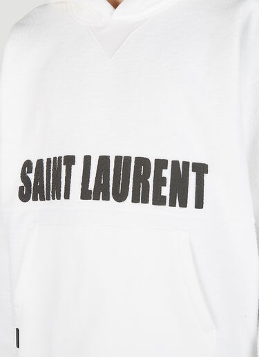 Saint Laurent Logo Print Hooded Sweatshirt White sla0151029