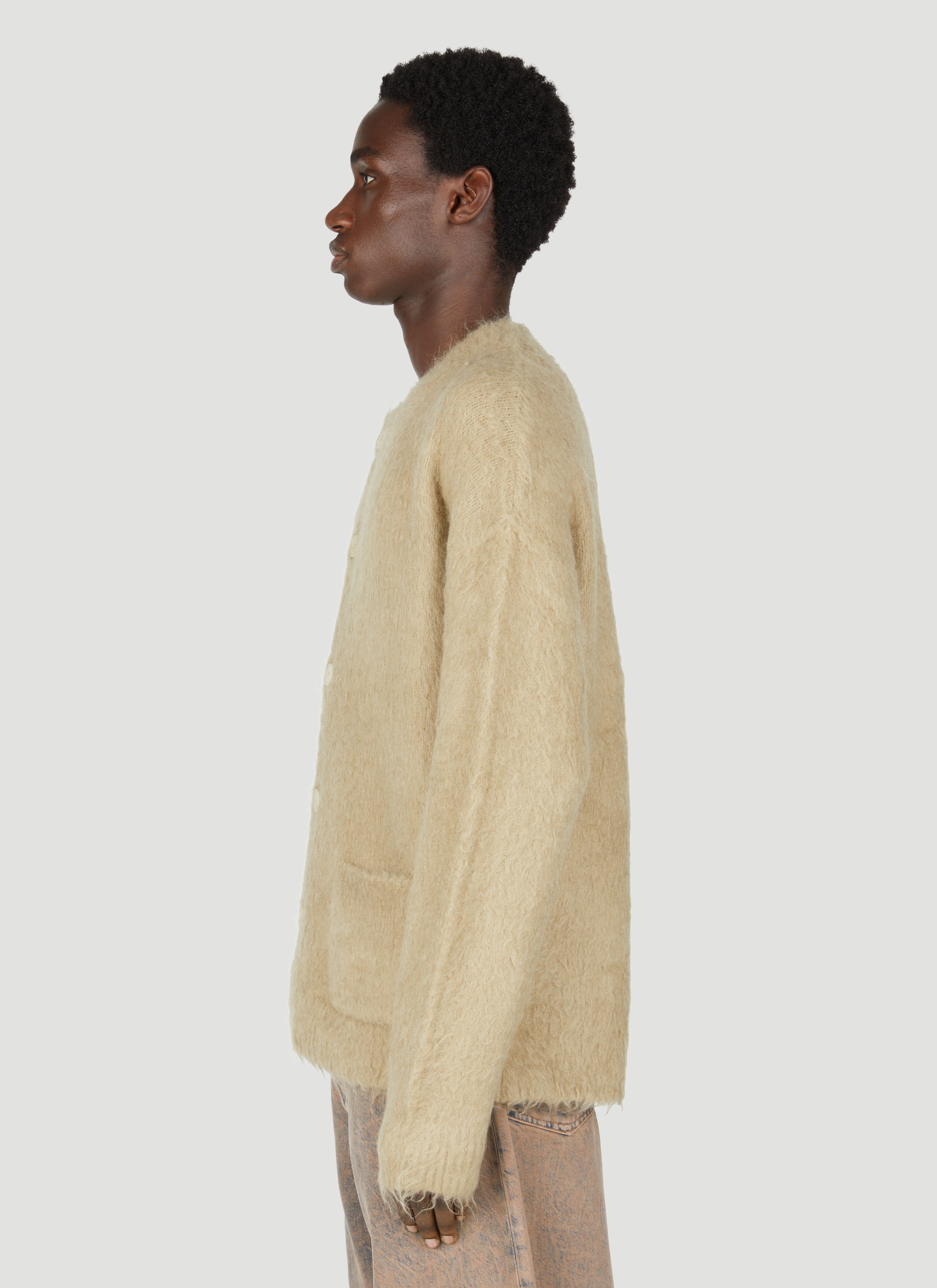Acne Studios Fuzzy Cardigan en Khaki pour homme LN CC