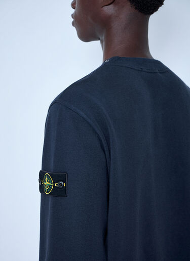 LN-CC® - Stone Island: Crewneck Sweatshirt with Sleeve Logo Patch - Navy Stone Island Crewneck Sweatshirt with Sleeve Logo Patch Navy sto0165077