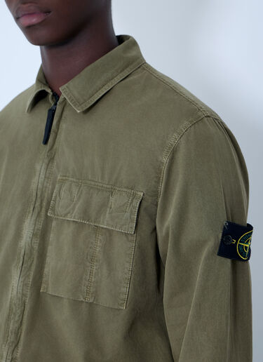 Stone Island Logo Patch Overshirt Green sto0164042
