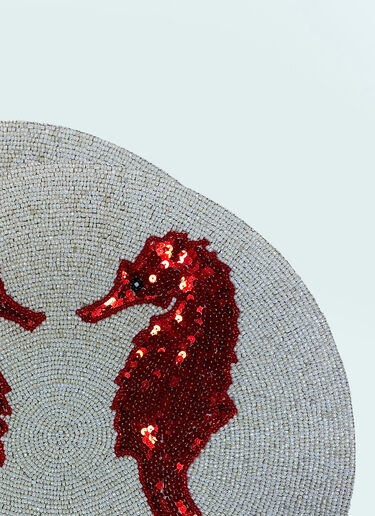 Les-Ottomans Set Of Two Seahorse Beaded Placemats Grey wps0691552