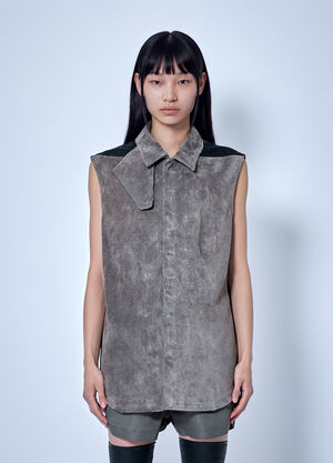 Rick Owens Throat Latch Short Sleeves Shirt Grey ric0266001