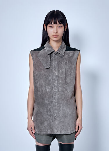 Rick Owens Throat Latch Short Sleeves Shirt Grey ric0266001