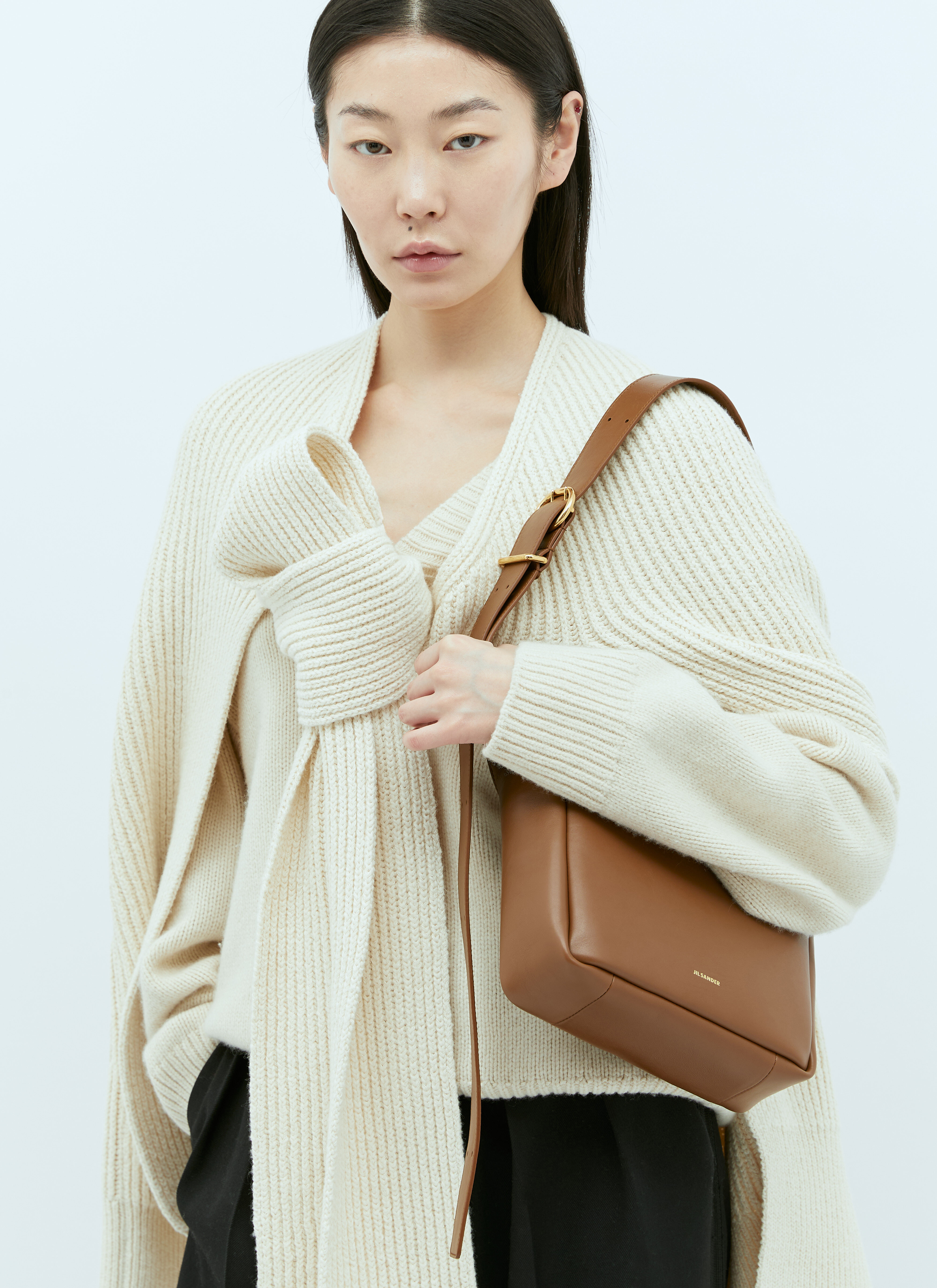 Jil Sander Women's' Mini Flap Crossbody Bag in Brown | LN-CC® Jil Sander Women's' Mini Flap Crossbody Bag in Brown | LN-CC®