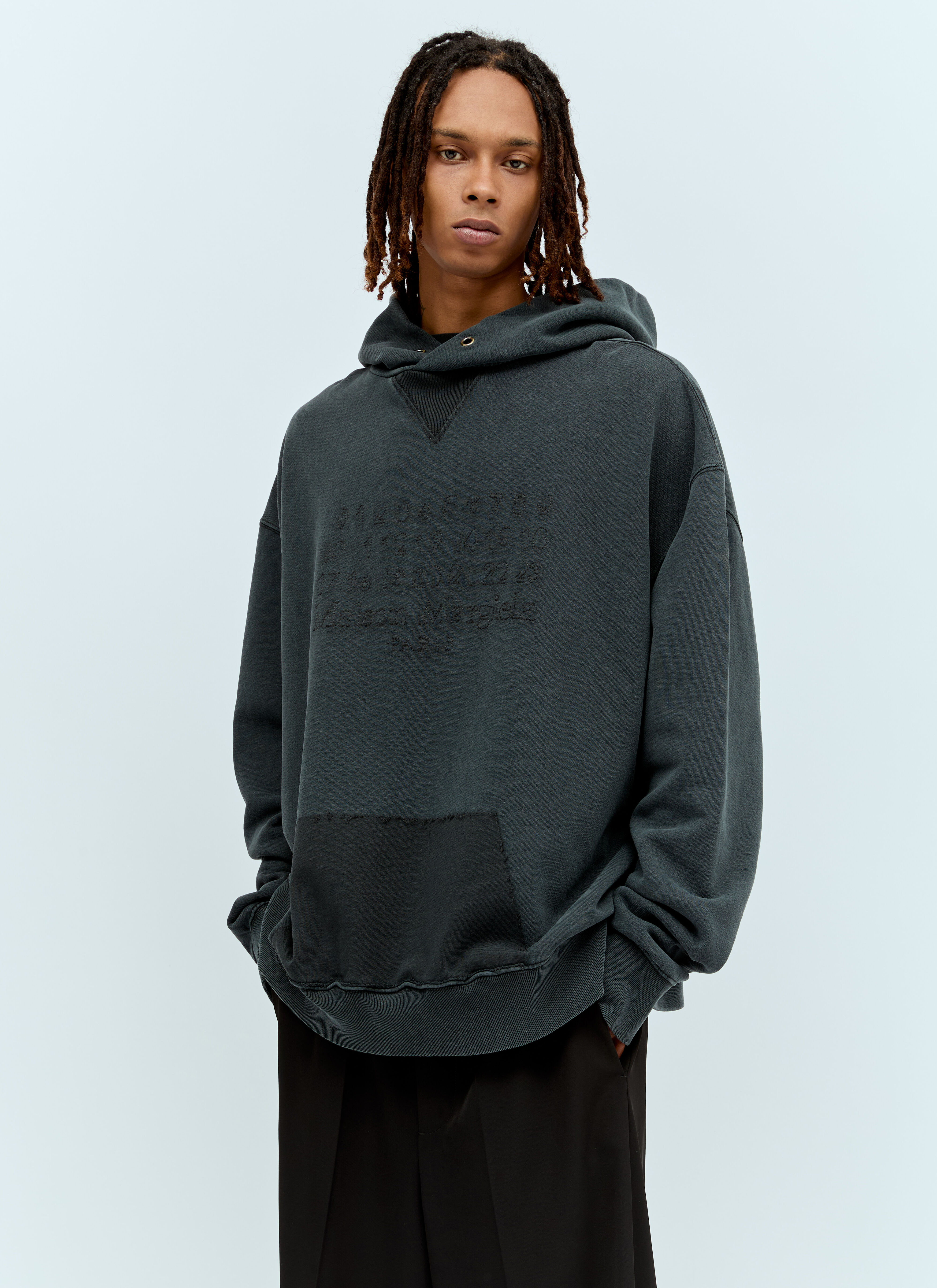 Maison Margiela Reverse Logo Hooded Sweatshirt Black mla0155009