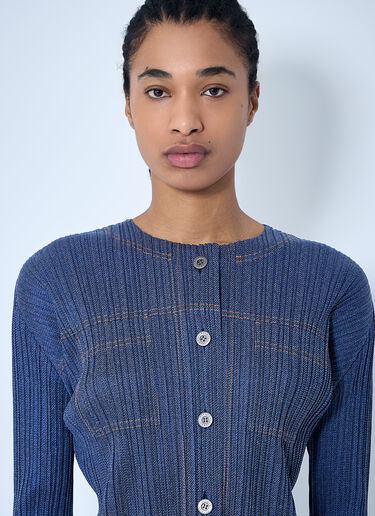 Pleats Please Issey Miyake Pleated Button-Down Top Blue plp0260012