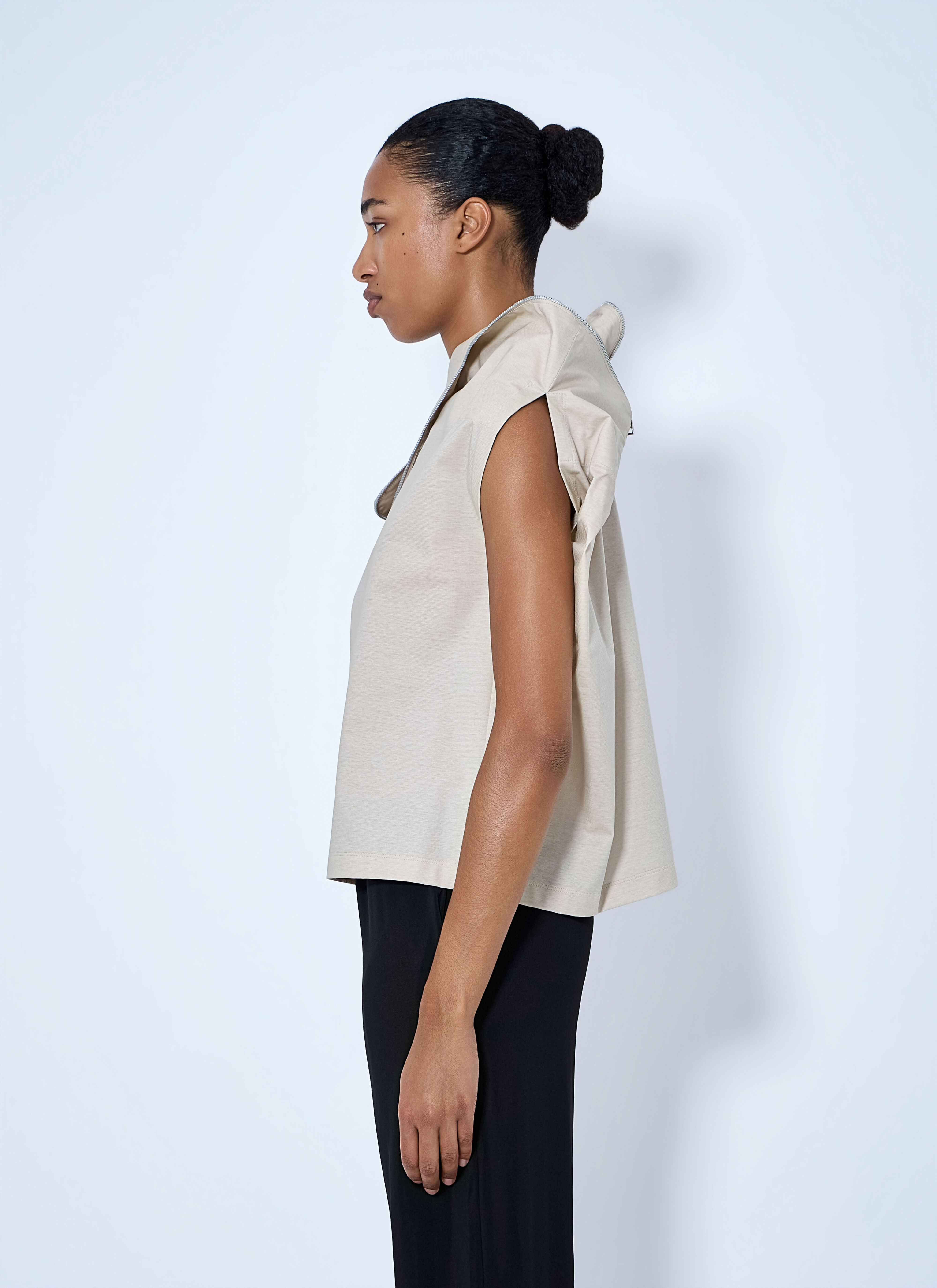 Issey Miyake Women's' Asymmetric Zip Detail Top in Beige | LN-CC®