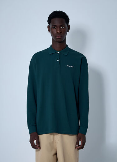Miu Miu Logo Motif Polo Shirt Green miu0161005