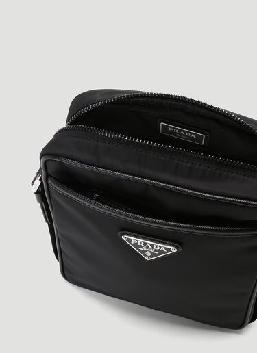 Prada Nylon and Leather Crossbody Bag Black pra0143055