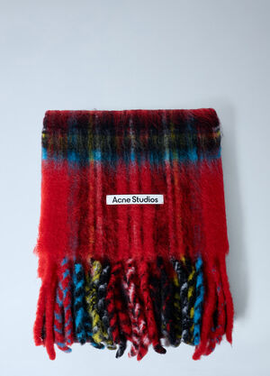 Acne Studios Mohair Checked Scarf Red acn0162034