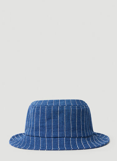 Kenzo Logo Stamp Denim Stripe Bucket Hat Blue knz0154033