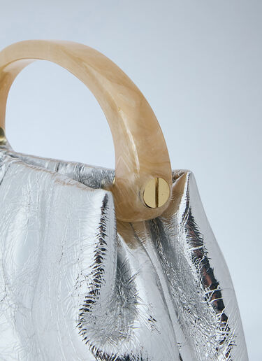 Dries Van Noten Metallic Structured Handbag Silver dvn0263017