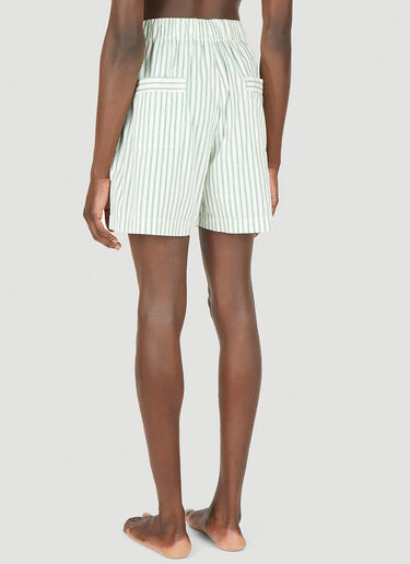 Tekla Drawstring Striped Sleep Shorts Green tek0349034