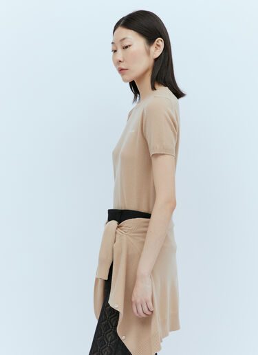 Miu Miu Logo Embroidery Cashmere Sweater Beige miu0254006