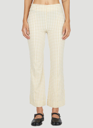 GANNI Cropped Stretch Seersucker Pants Beige gan0253077