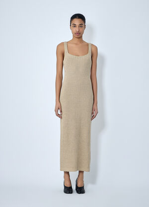 Khaite Lex Ribbed-Knit Maxi Dress Beige kha0264006