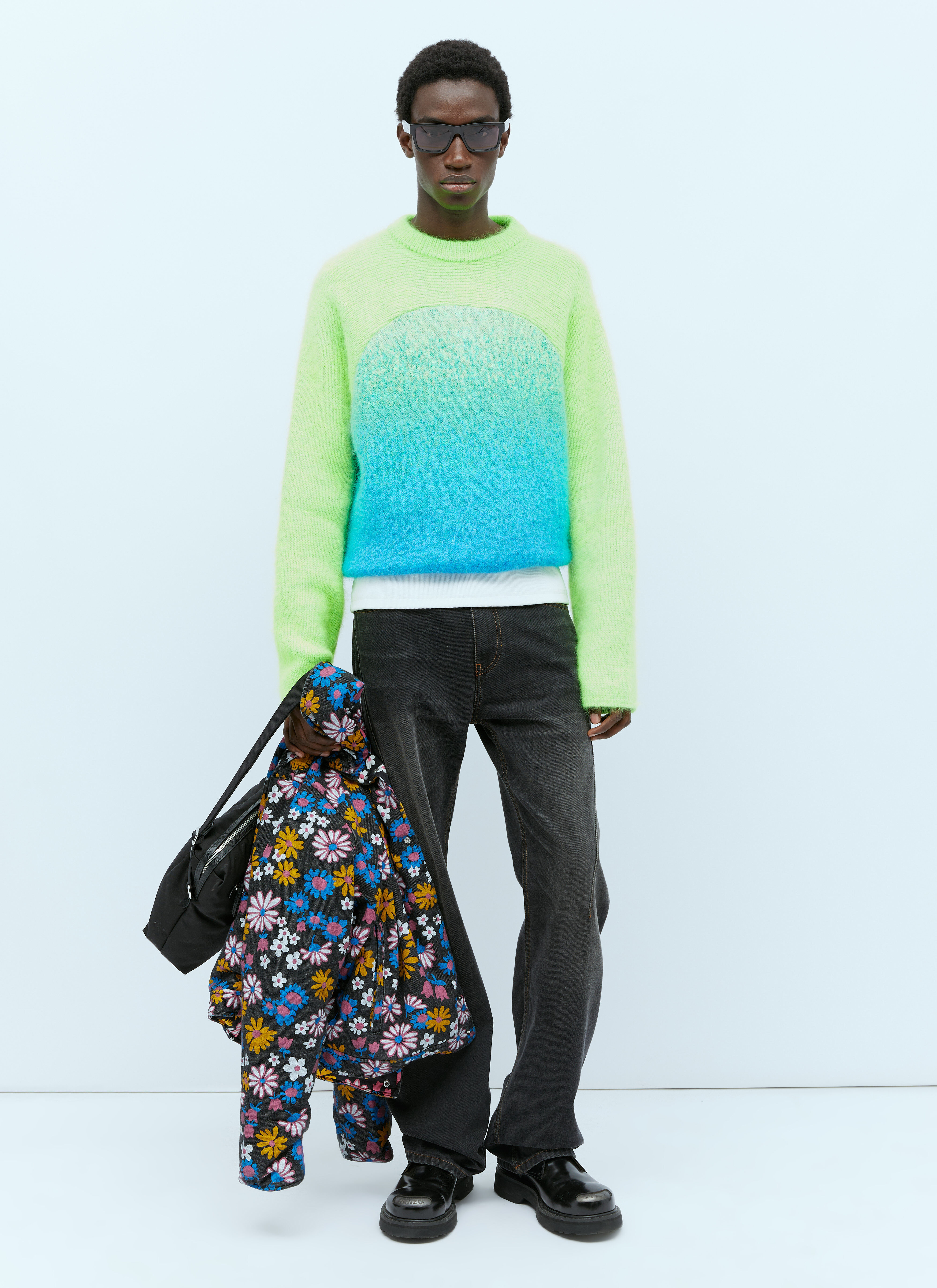 ERL Gradient Rainbow Knit Sweater Black erl0156018