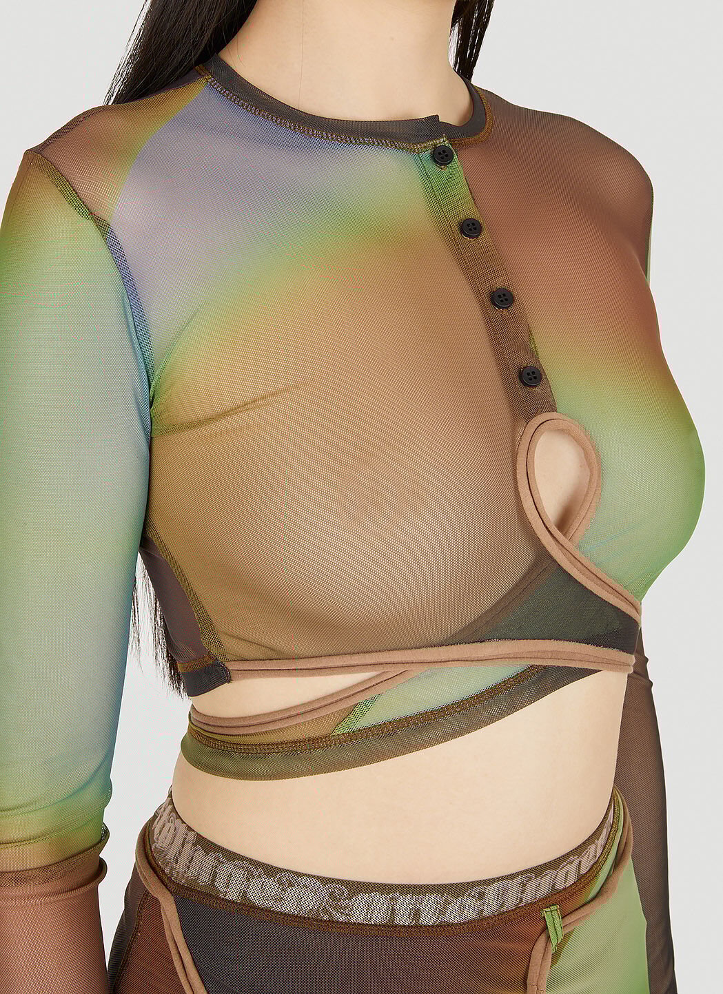 特価ブランド Ottolinger Fade Mesh Wrap Top in Brown | LN-CC トップス