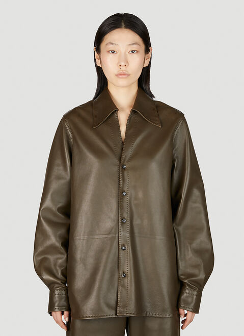 Bottega Veneta Leather Shirt Grey bov0254007