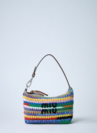 Logo Motif Crochet Shoulder Bag Miu Miu Logo Motif Crochet Shoulder Bag Blue miu0260030