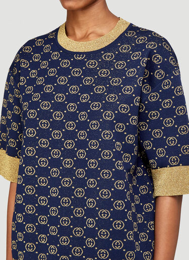 Gucci Interlocking G Metallic-Knit Sweater Blue guc0239022