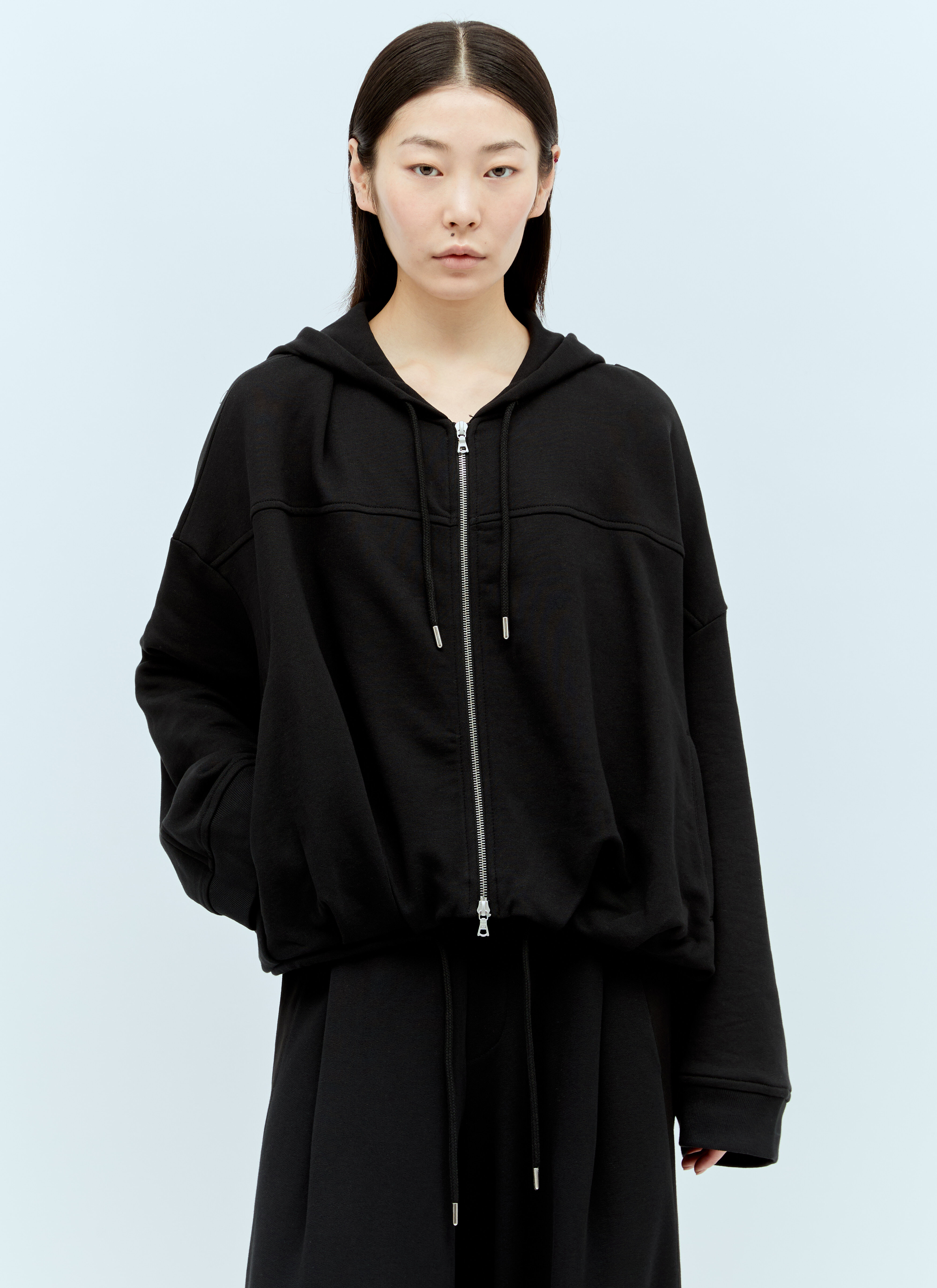 Dries Van Noten Women's' Zip-Up Hooded Sweatshirt in Black | LN-CC®