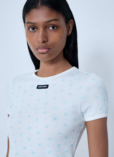 Logo Print T-Shirt Miu Miu Logo Print T-Shirt Blue miu0263013