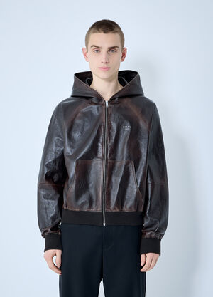 Prada Leather Hooded Jacket Brown pra0360001