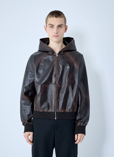 Prada Leather Hooded Jacket Brown pra0360001