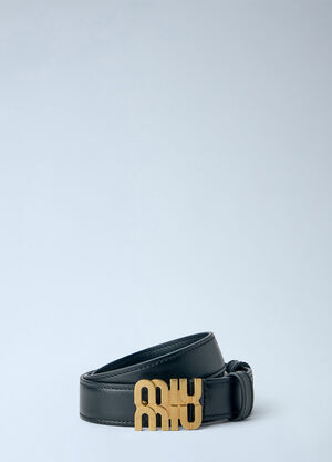 Miu Miu Logo Buckle Leather Belt Black miu0366040