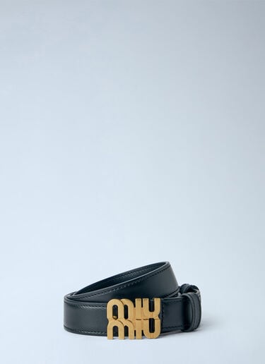 LN-CC® - Miu Miu: Logo Buckle Leather Belt - Black Miu Miu Logo Buckle Leather Belt Black miu0366040