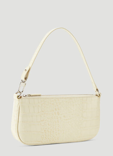 BY FAR Rachel Crocodile Embossed Shoulder Bag Beige byf0241026