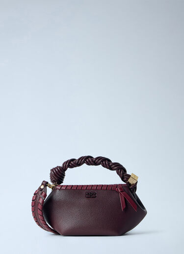 LN-CC® - GANNI: Bou Mini Tressé Handbag - Burgundy GANNI Bou Mini Tressé Handbag Burgundy gan0266020
