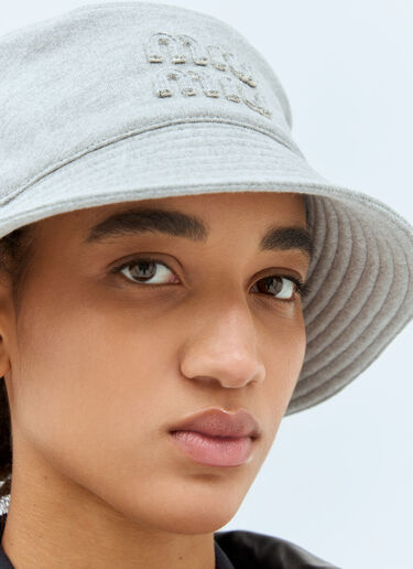 Miu Miu Logo Patch Bucket Hat Grey miu0258049