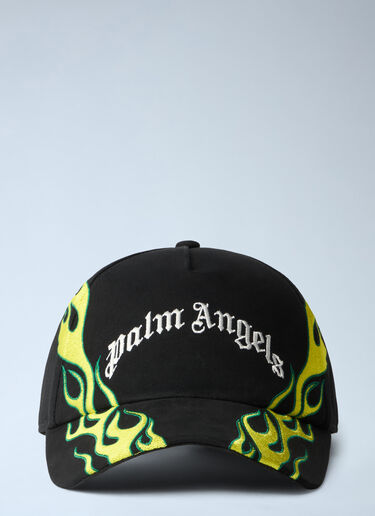 Palm Angels Flames Curved Logo Cap Black pma0164019