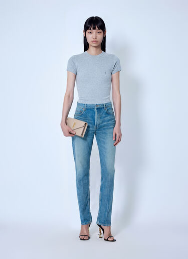 LN-CC® - Saint Laurent: Cassandre Fitted T-Shirt - Grey Saint Laurent Cassandre Fitted T-Shirt Grey sla0265006