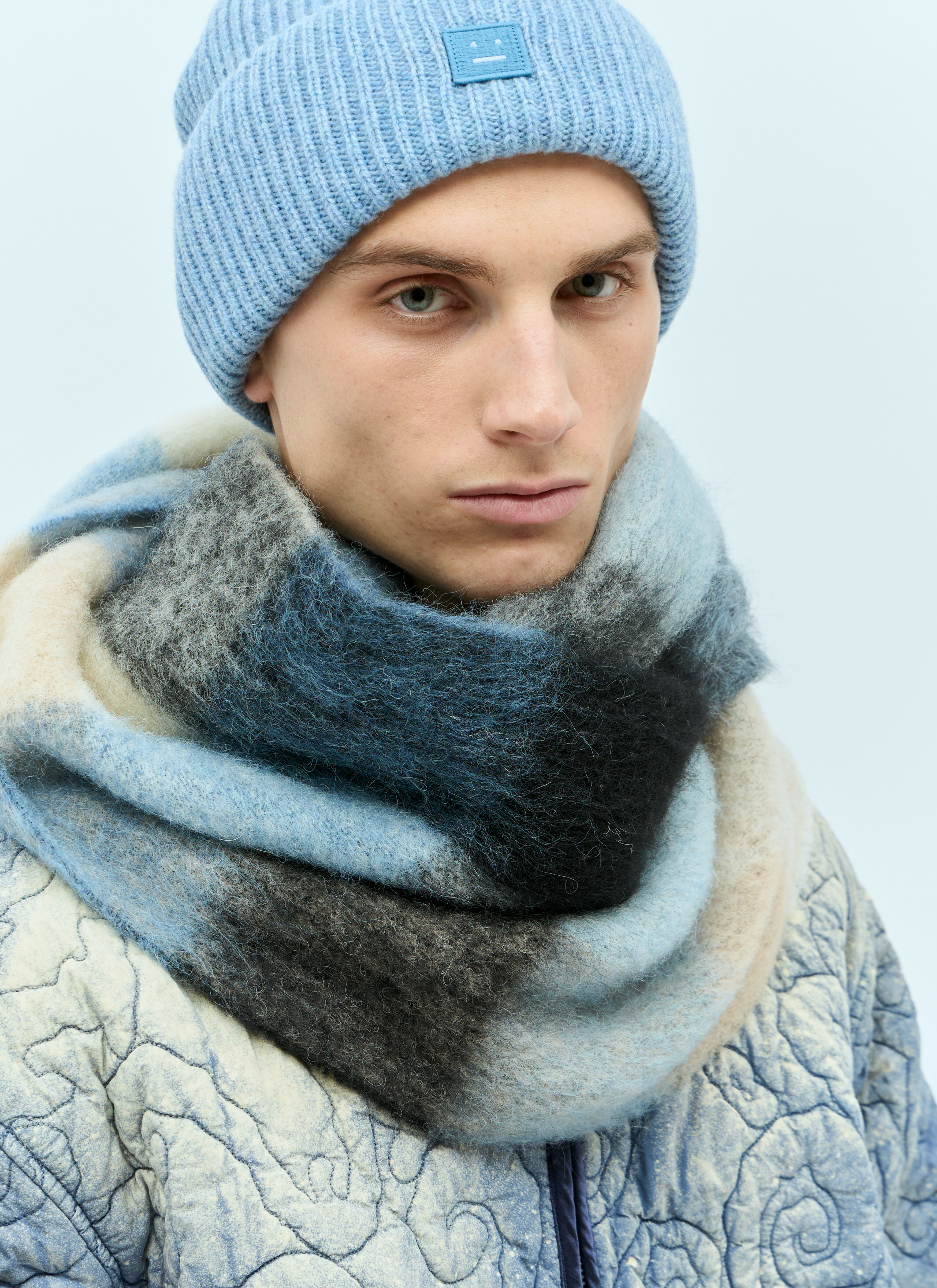 Acne Studios Men's' Mohair Checked Scarf in Blue | LN-CC®