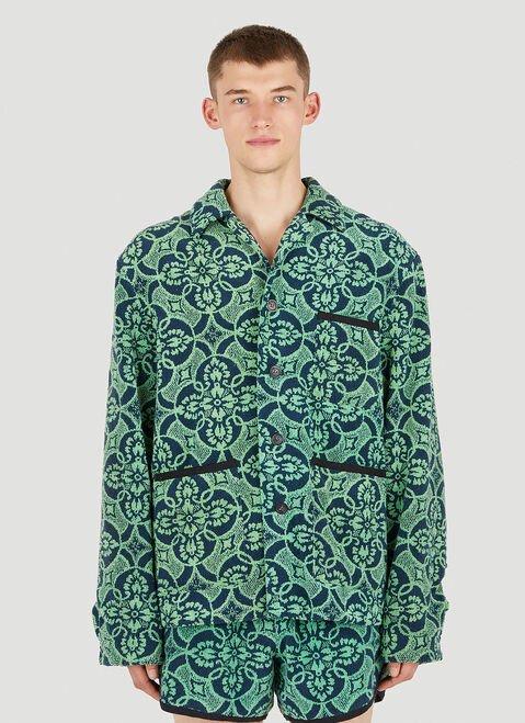 Marine Serre Oriental Towels Shirt Green mrs0152001